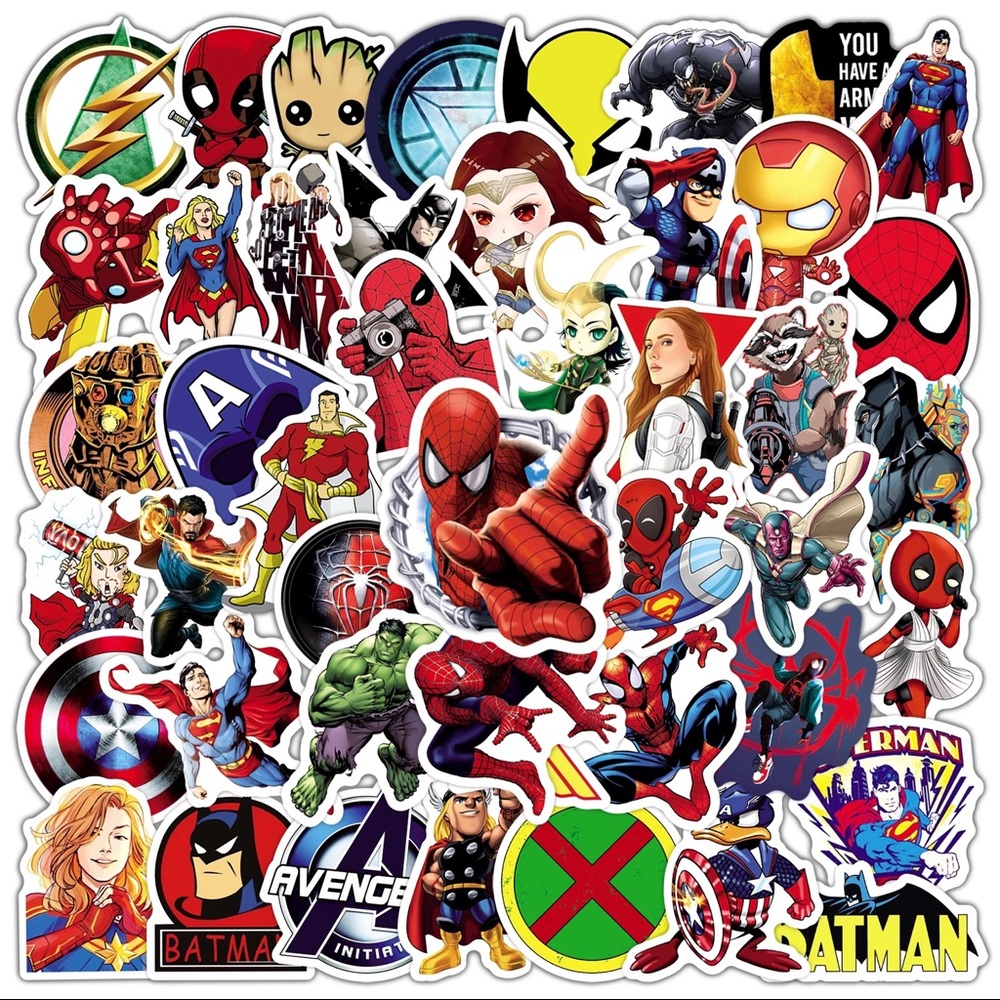 50pcs Marvel & DC Comics Vinyl Decal Stickers